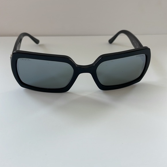 Vintage Rare Chanel Black Square CC Mirrored Sunglasses with Case